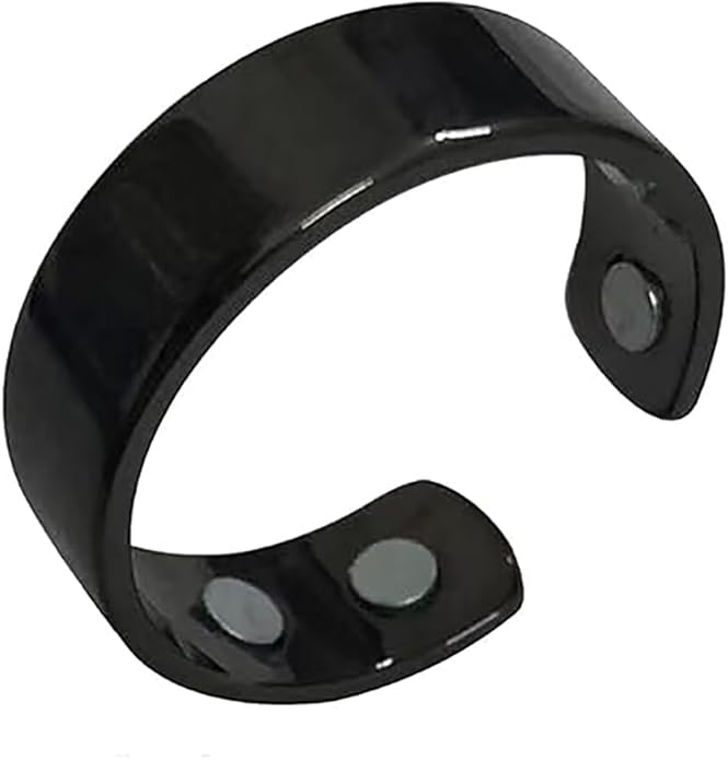 Stainless steel lymphatic magnetic therapy ring, adjustable fatigue relief sleep magnetic finger ring, open magnet unisex ring