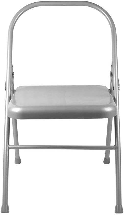 Yoga-Mad Yoga Chair | Reinforced Folding | Silver Steel | Supports Yoga Backbends, Twists, & Shoulder Stands