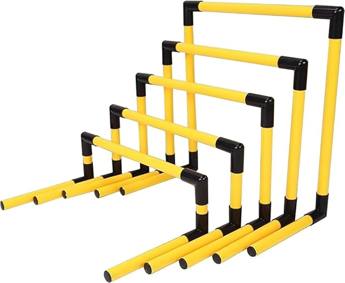Kids Portable Hurdles Training Equipment - Plastic Soccer Agility Workout Trainer Kit, 5 Pack Different Height Hurdles, Track and Field Practice Kit(Color:Yellow)
