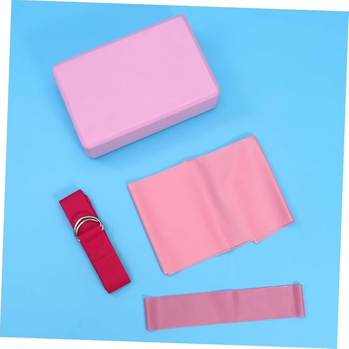 Kisangel 4pcs Yoga Tool Kit Resistance Ring Stretch Band Latex Pull Towel and Yoga Brick for Home Gym Workouts and Fitness Enthusiasts