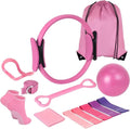 Pilates Equipment Kit for Women, Magic Circle Ring with Mini Ball, Multi Level Resistance Bands, Stretch Strap and Grip Socks, Women’s Day Gift