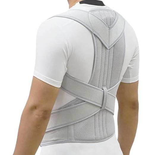 MBROS Adjustable Posture Corrector Lumbar Back Support Brace Breathable Deportment Corset for Spine Back Stretcher Orthopedic Back (Color : Silver, Size : XXL)