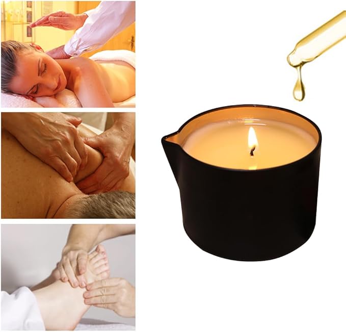 Massaging Oil Candle - Moisturizing Body Massage- Shea Butter Infused Hand Care Organic Candle Lotion - 6.35 OZ (Rum and Raisin Scent)