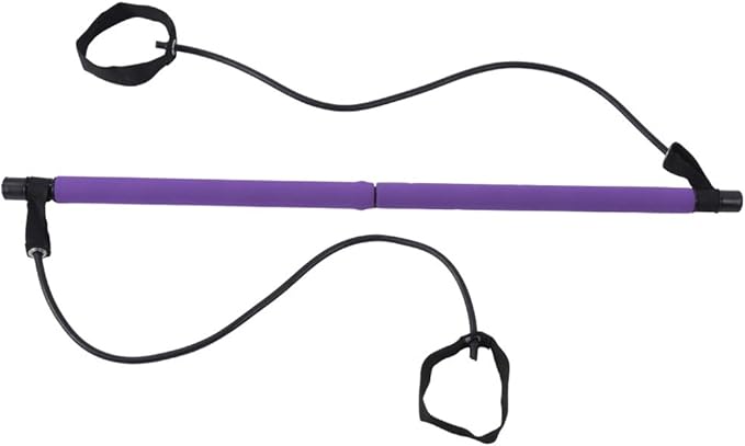 Pilates Bar Stick Multifunctional Portable Yoga Resistance Band Fitness Equipment for Home Exercise Purple