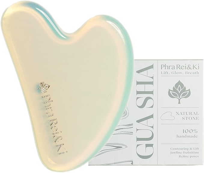 Phra Rei&Ki] Gua Sha Facial Tools, Customed Natural Jade Stone, Gua Sha Tool for Face, Manual Massage Tool for Jawline Sculpting, Puffiness Reducing and Face Lifting, Massager for Skin-Care