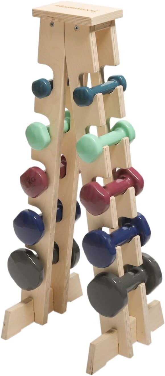 Dumbbell Rack Weight Rack for Home Gym Dumbbell Stand in Wood Made in Italy (200LBS-10 Weights)