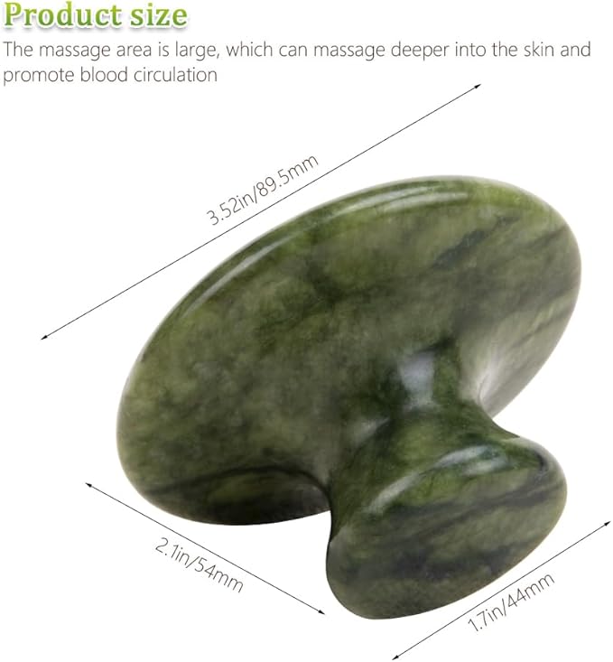 1Pcs Natural Jade Massage Stones Mushroom-Shaped Gua Sha Body Massage Tool for Relaxation Fatigue Relief Hot Stones Massage Set for Spa & Home Use