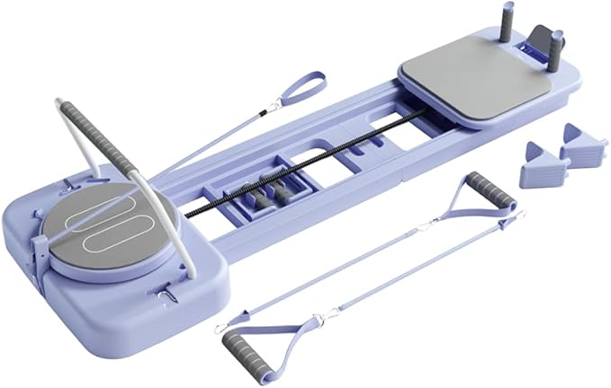 Pilates Board, Foldable Pilates Reformer Set for Home Workout with Timer, Multifunctional Portable Reformer Pilates Machine at Home Pilates Equipment