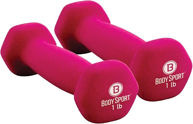 Body Sport Neoprene Dumbbell Weight - Latex-Free, Strength Training Equipment for Home Fitness & Gym Workouts