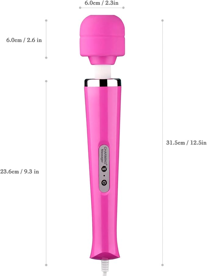 CHARMING 10 Speeds Wired Powerful Handheld Back Massager with Strong Vibration Wand, Personal Therapy Massager for Sports Recovery, Muscle Aches, Body Pain- Rose red