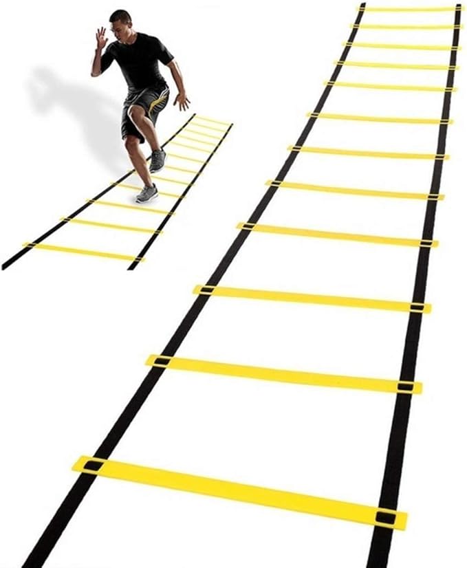 Agility Ladder Speed Training Set: 12 Rung 6 M Soccer Training Equipment for Kids with 12 Cones, Carrying Bag for Football Exercise Sports Footwork Training Medium