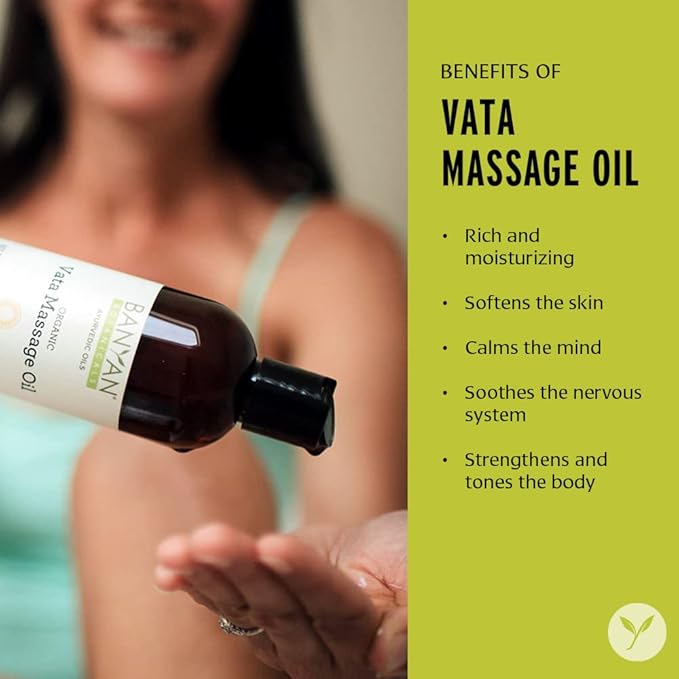 Banyan Botanicals Vata Massage Oil, 128 oz - USDA Organic - Relaxing & Warming - Grounding Herbal Massage Oil for Skin & Muscles