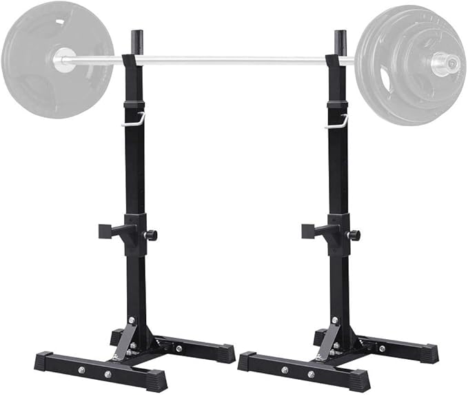 Yaheetech 45-71 Inch Adjustable Squat Rack and Bench Press Rack Portable Olympic Weight Stand Pair of Home Gym Squat Machine