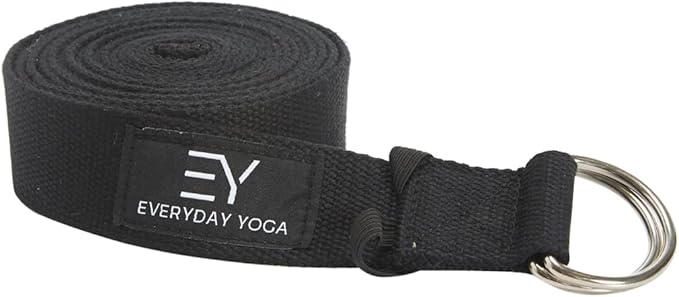 Everyday Yoga Strap with Metal D-Ring - Durable Stretching Strap for Yoga, Pilates, Flexibility & Physical Therapy (6ft, 8ft, 10ft)
