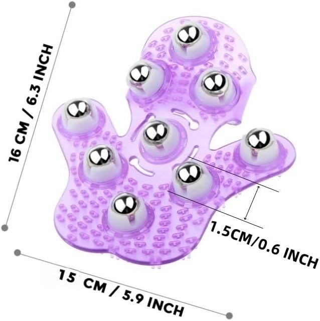 Hand-Shaped Massage Ball Gloves, Featuring 9 * 360° Rotating Metal Balls That fit The Natural Curvature of The Palm, are Suitable for Full-Body Care and can Relieve Fatigue. (Purple)
