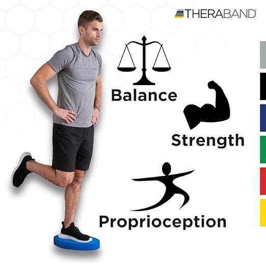 THERABAND Stability Trainer Pad, Intermediate Level, Soft, Set of 2, Blue Foam Balance Pad for Physical Therapy, Exercise Pad for Core Strength, Lightweight Non-Slip Balance Trainer, Portable Foam Pad for Home or Clinic Use