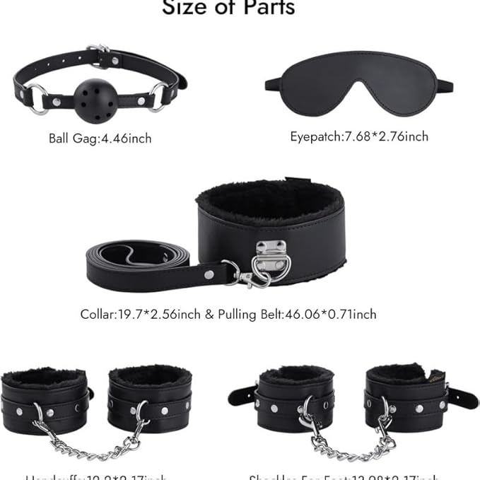 Fashion 10 Piece [Black] Leather Pilates Indoor Training Set, Fun Wrist and Hip Stretching Cosplay Accessories, Couple Gifts