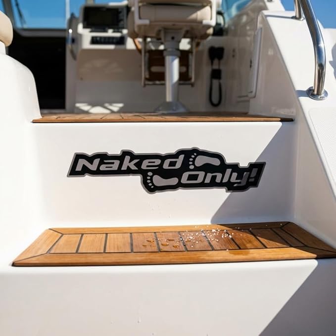 Naked Feet Only Decal Non-Slip EVA Foam Decal for Boat Gunwales & Ladders, 6mm Brushed Marine Grade Anti-Skid Adhesive Pads SeaDek Technology - Black/Blue
