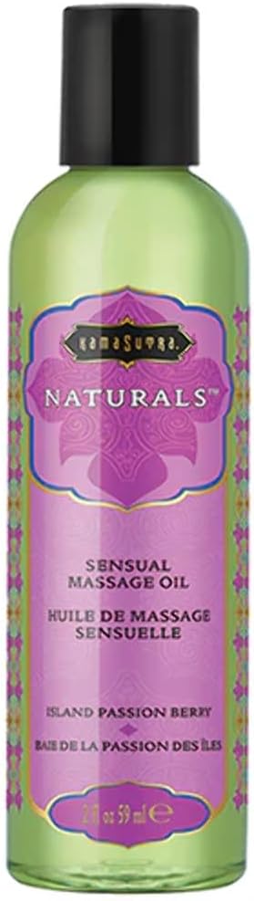 KAMA SUTRA Naturals Massage Oil Island Passion Berry - 2 fl oz- Sore Muscle Massage Oil for Body - Natural Therapy Oil - Warming, Relaxing, Joint & Muscles - Sensual Massage for Couples, Women, Men
