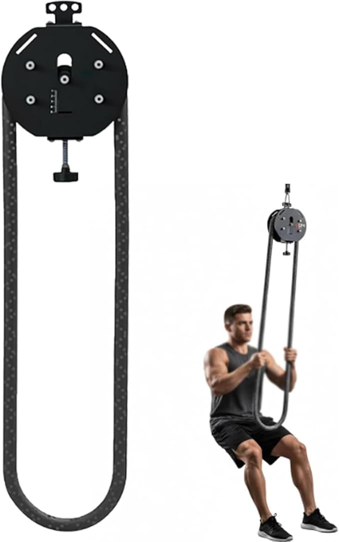Suspension Endless Rope Pulley System, Endless Rope Trainer, Portable Cable Pulley System with Adjustable Resistance, Hanging Rope Puller Upper Limb Strength Training Ropes Climber Black