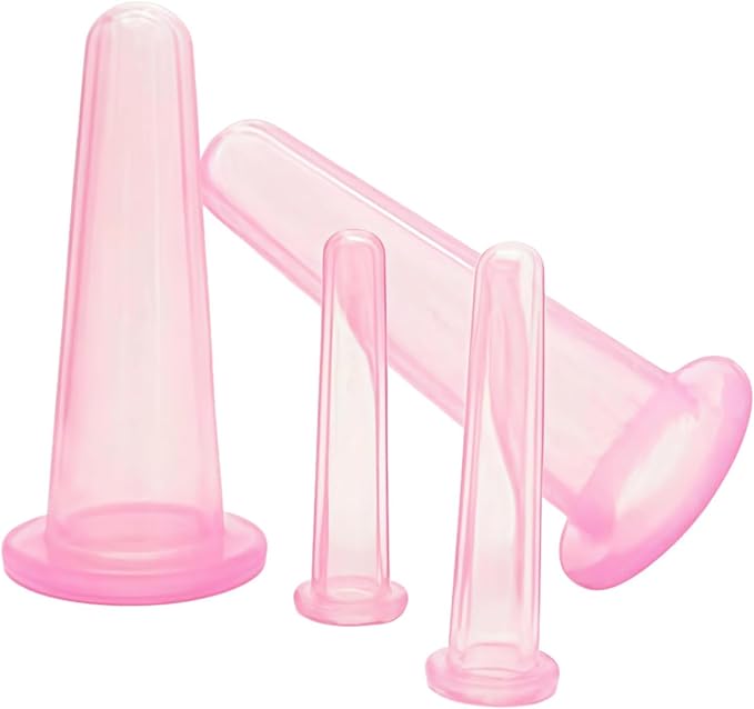 4 Pcs Face Cupping Set, Facial Cupping Set for Face and Eye Massage, Silicone Massage Vacuum Anti Aging Beauty Tool Facial Eye Care (2 Small + 2 Large) (Purple)