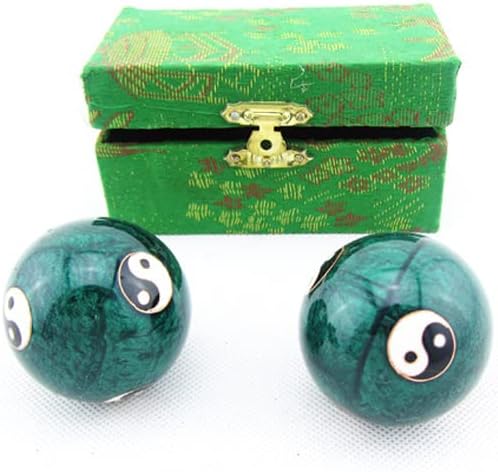 JapanBargain 3298, Chinese Baoding Balls Hand Exercise Therapy Balls Stress Reliefe Balls, Taichi Pattern, Green Color