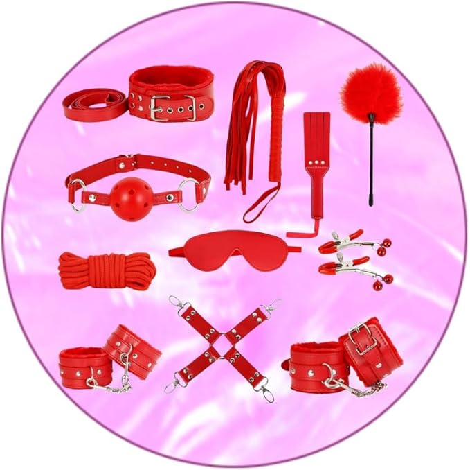 Delicate Plush Stretching Belt Set+Cute Hip Accessories, Multi Functional 11 Piece Set for Bed Putra (Red) - Y6
