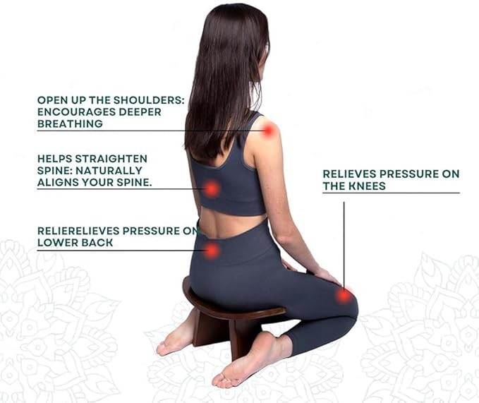 Bench,Meditation Bench Ergonomic Wooden Meditation Kneeling Stool with Travel Bag for Yoga, Prayer, Travel, Mindfulness, Zen Practice ﻿(Medium)
