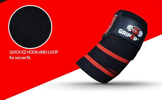 Fitness Elbow Wraps Weightlifting (Pair) 39” Adjustable Brace Joint Support Pain Relief Tendonitis Elbow Straps Weight Lifting Bench Press Gym Workouts Bands Men & Women