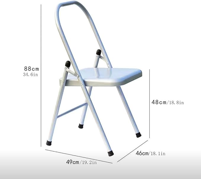 Silver Yoga Chair,Pilates Chair,Yoga Chair Iyengar,Backless Yoga Chair Prop,Foldable and Portable Folding Stools for Yoga,Silver white-88cm×48cm