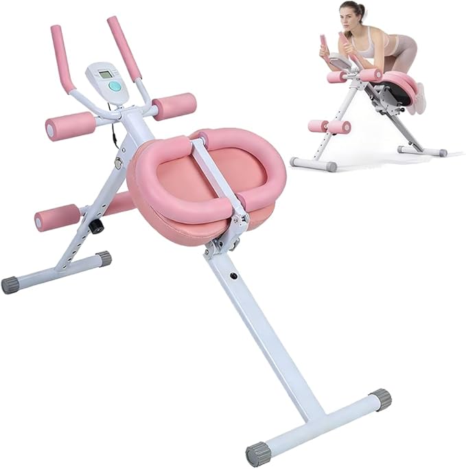 4-in-1 Foldable Ab Machine, 5-Level Adjustable Ab Glider Machines with LCD Display, Abdominal Trainer for Stomach Workout, Ab Workout Equipment for Home Gym, Full Body Fitness
