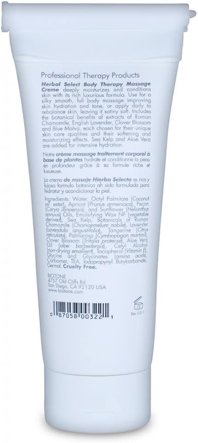 Biotone Herbal Select Massage Products Body Therapy Creme, 7 Ounce