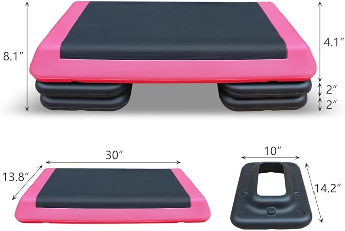 Adjustable Aerobic Step Platform with 4 Risers – Non-Slip Fitness Trainer for Home Workouts, Cardio & Strength Training