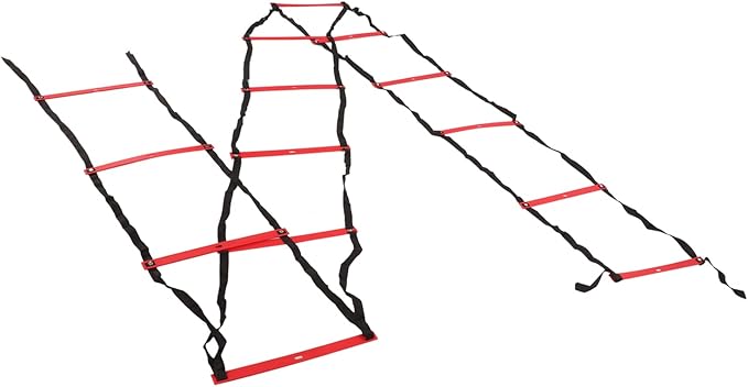 7M 14 Rung Agility Ladder, Fixed Distance PP Material Training Equipment with Angle for Soccer Football Fitness Speed Training