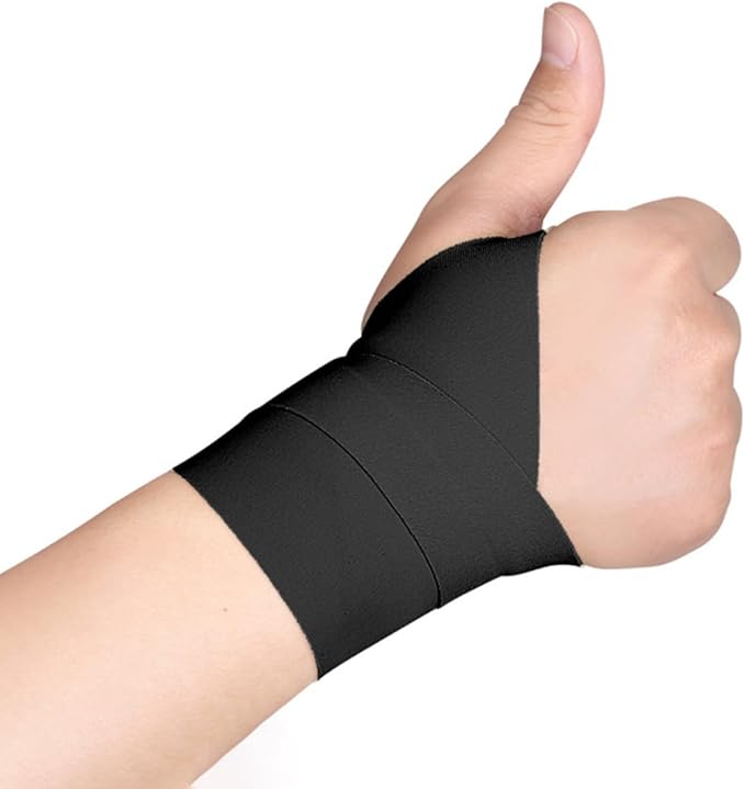 BESTonZON 2pcs Breathable Adjustable Wrist Protector and Thumb Support Brace, Ultra-Thin Sports Hand Brace for Workout and Fitness, Black Wrist Wrap for Joint Relief