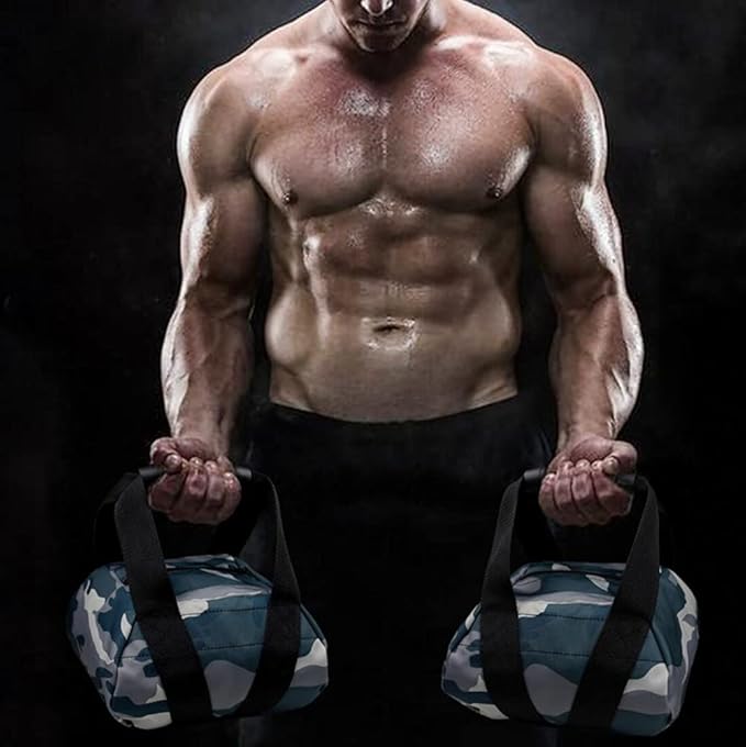 Camouflage Weightlifting Training Sandbag Kettlebell Sandbag, Adjustable Canvas Soft Sand Bag with Handles, Weightlifting Dumbbell for Home Training Fitness Yoga Workout