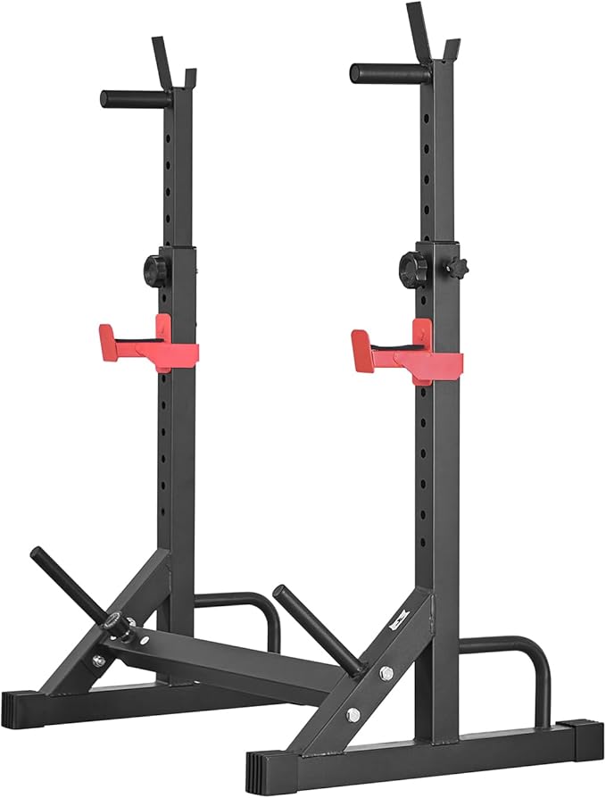 VEVOR Power Cage Squat Rack, Home Gym Power Rack with Adjustable Height & Width, 550LBS Strength Training Workout Equipment with Barbell Storage Racks & J-Hooks for Bench Press, Squat, Weight Lifting