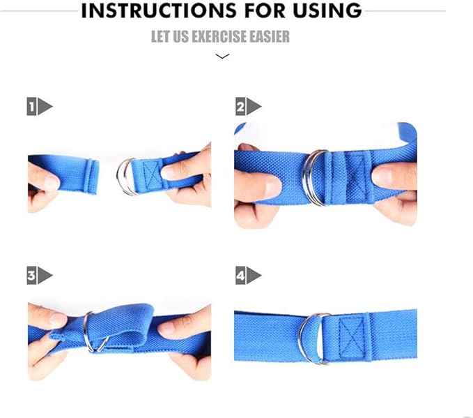Cotton Exercise Yoga stretch Strap - Sturdy Flexibility Tensile Belt Adjustable Metal D-Ring Buckle, Hold Poses for Daily Stretching, Pilates, General Fitness, and Physical Therapy