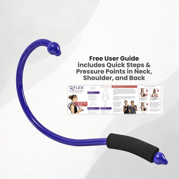 QFlex Back Massager Hook - Trigger Point Self Massage Tool for Neck, Shoulder & Muscle Knot Relief - Deep Tissue Massager Stick - As Seen on Shark Tank - Made in USA