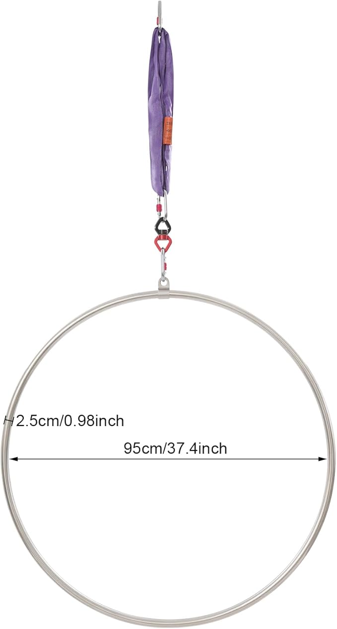 Aerial Lyra Hoop Set, Professional Single-Point Aerial Yoga Hoop Equipment with 3.28 ft Round Sling Length, Stainless Steel Circus Aerial Ring Kit for Fitness Dancing Training Performance
