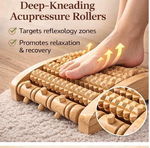 Brookstone Foot Massager for Neuropathy & Plantar Fasciitis Relief - Wooden Foot Roller Massager, Neuropathy Pain Relief for Feet - Mom Gifts for Women Portable for Home or Travel
