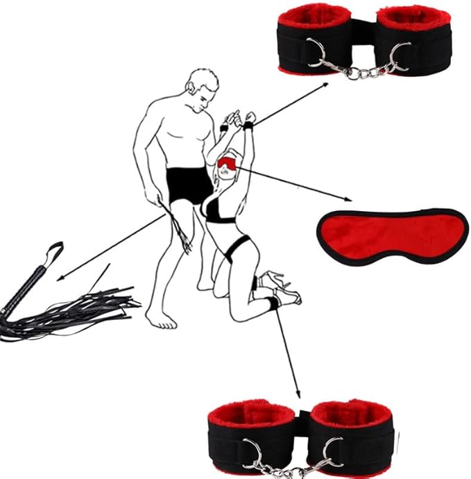 Erotic Strap 7-Piece Yoga Pilates Trainer Kit, Adjustable Accessory for Full Body Exercises at Home - Q (Red) -E12C25