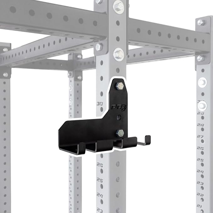 PRx Performance Squat Rack Mounted Olympic Barbell Storage Hanging USA Made Steel Barbell Holder for 3x3 Uprights with 5/8" Holes, Vertical Squat Rack Attachment