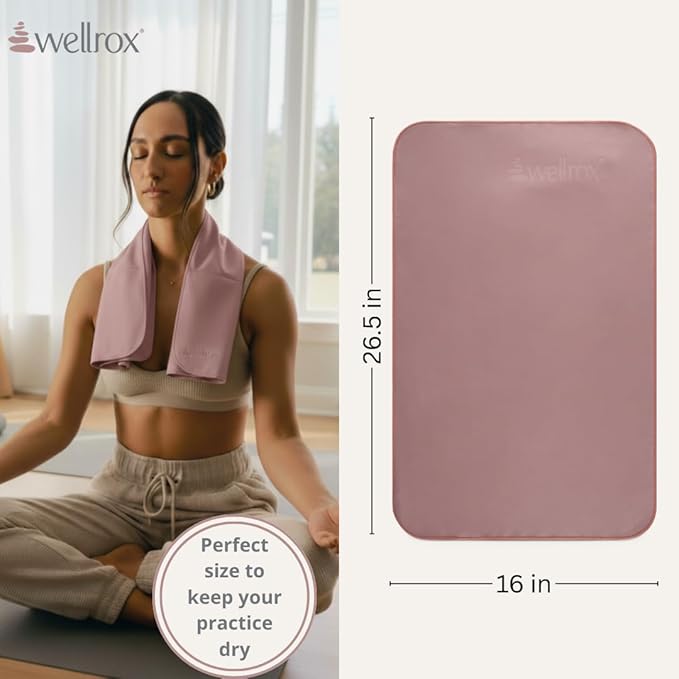 Wellrox Microfiber Yoga Hand Towel – Super Soft, Quick-Dry, Non Slip Yoga Towel for Hot Pilates, Gym & Workouts (26.5" x 16")