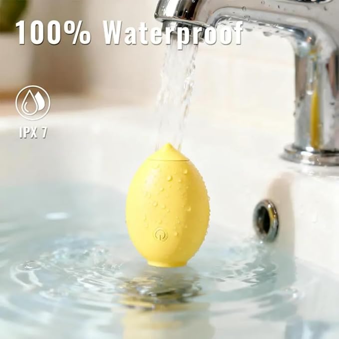 Little Lemon Shaped Handheld Massager, Waterproof Silicone Relaxation Massager with 12 Intensity Modes, Quiet Rechargeable Body Massager