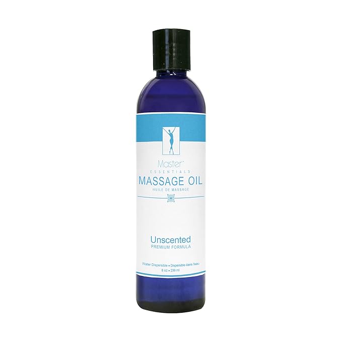 Master Massage Unscented Organic Massage Oil - 8 fl oz, Water-Soluble Blend, Skin-Nourishing Formula, Perfect for Massage Therapy and Home Use, Pack of 2