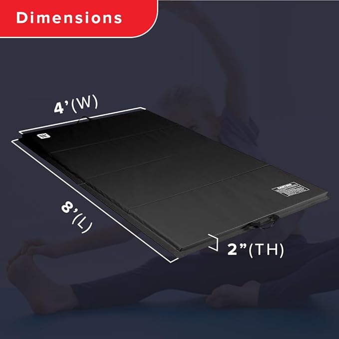 We Sell Mats - 4 ft x 8 ft x 2 in Premium Personal Fitness & Exercise Mat for Home Workout - Lightweight and Folds for Carrying – All Purpose Home Gym Mat – Thick Mat for Yoga, Pilates, Stretches