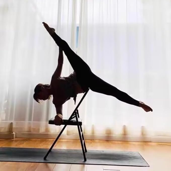 Iyengar Yoga Chair Backless Yoga Chair Pilates Chair Yoga Inversion Chair PU Fabric Foldable Balance Training,Black
