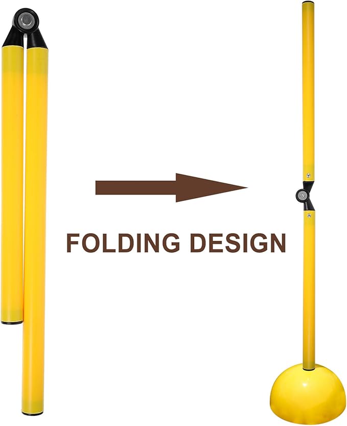 Didiseaon Foldable 2-Part Speed Agility Training Pole Yellow Football Basketball Hurdle for Field Drills