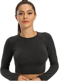 Yoga Set Seamless Women Long Sleeve Blouses Top Gym Sport Bra High Waist Tight Leggings Fitness Suit Shorts Sets (Color : Black Long sleeve, Size : Medium)